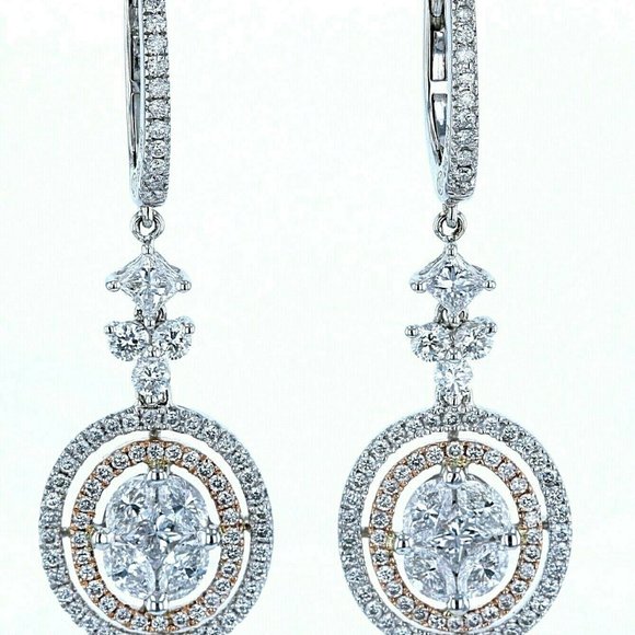 Jewelry - 18kt White & Rose Gold 2.00ctw Diamond Earrings